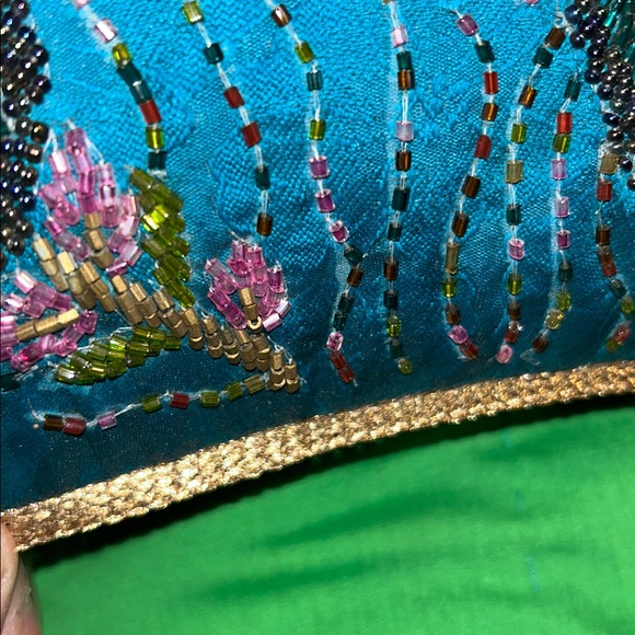 Pier 1 Beaded Peacock Feather Pillow - Picture 5 of 9